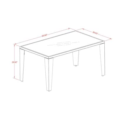HomeStock 7-Piece Natural Oak Finish Solid Wood Top Dining Table with 6 Chairs with Lattice Back