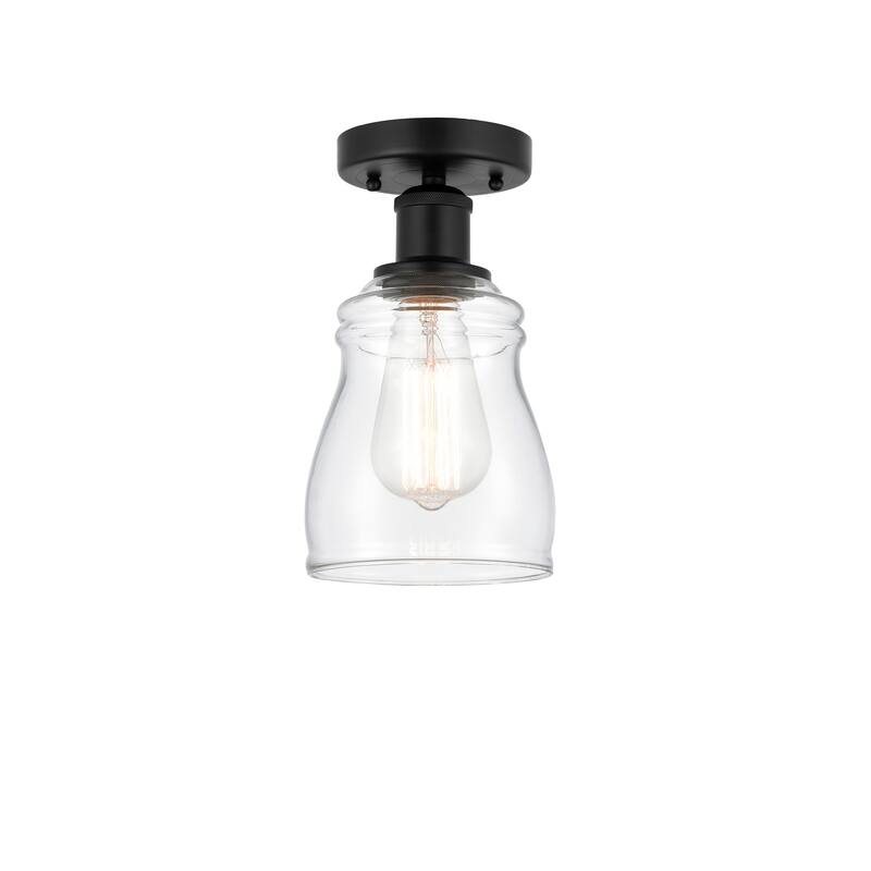 Innovations Lighting Ellery - 1 Light 5" Semi-Flush Mount - Clear/Matte Black