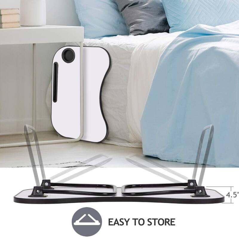 Wood and Metal Design Foldable Laptop Desk with Cup Groove