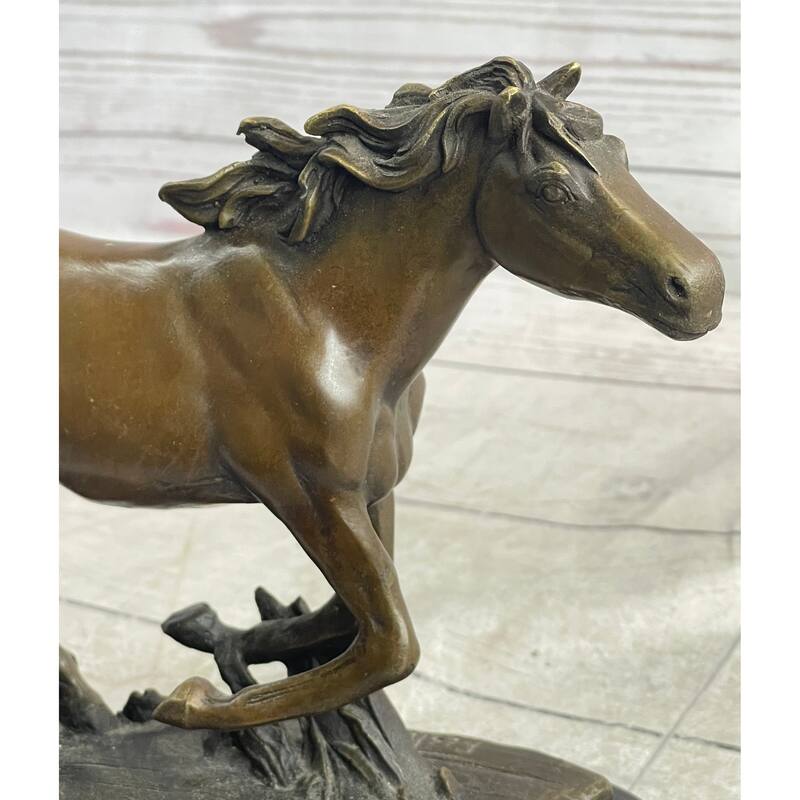 Arabian Imitative Horse In Trotting Running In Field Bronze Statue Sculpture Equestrian Decor Original Art