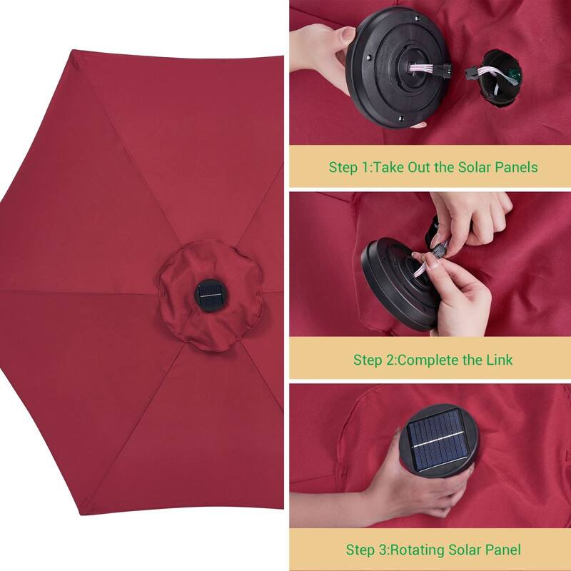 LIVOOSUN Patio 7.5 Feet Market Solar LED Light Umbrella