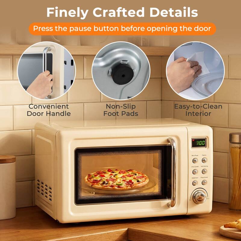 Costway 0.7Cu.ft Retro Countertop Microwave Oven 700W LED Display - See details