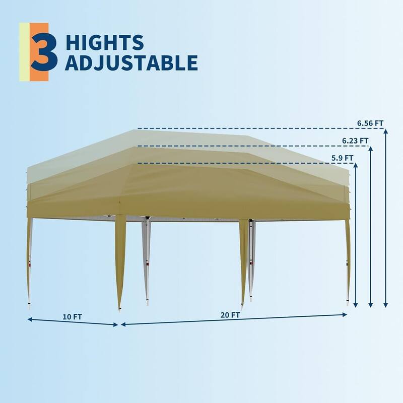 Portable Outdoor 10x20 Pop Up Canopy Tent for Picnics, Camping