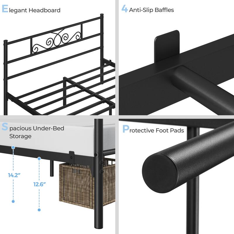 Yaheetech Classic Platform Bed Metal Frame with Headboard