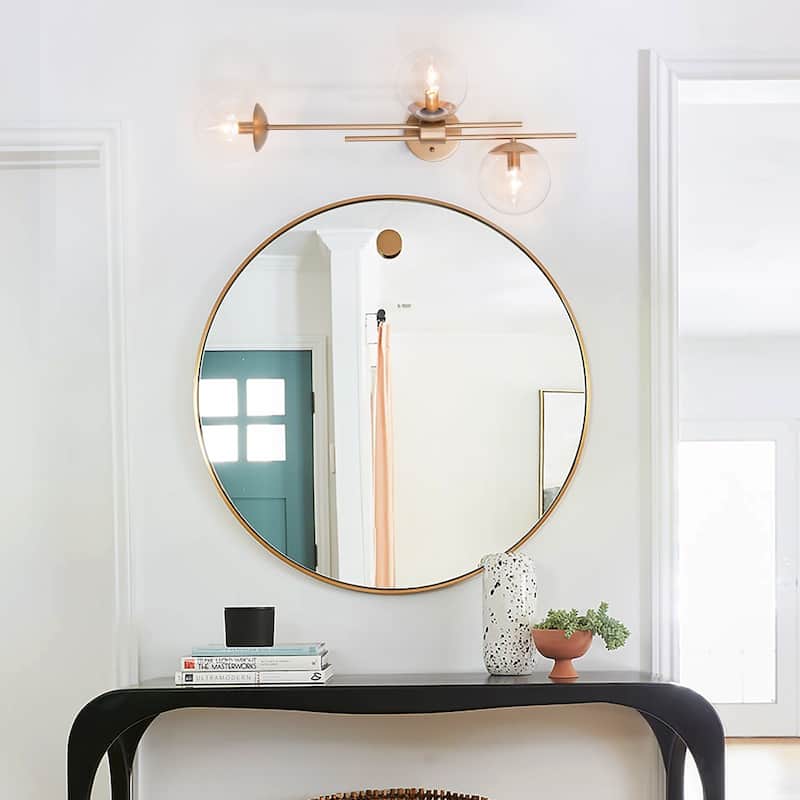 Modern Gold 3-Light Bathroom Vanity Lights Globe Glass Wall Sconces - 30'' L x 5.5'' W x 12'' H