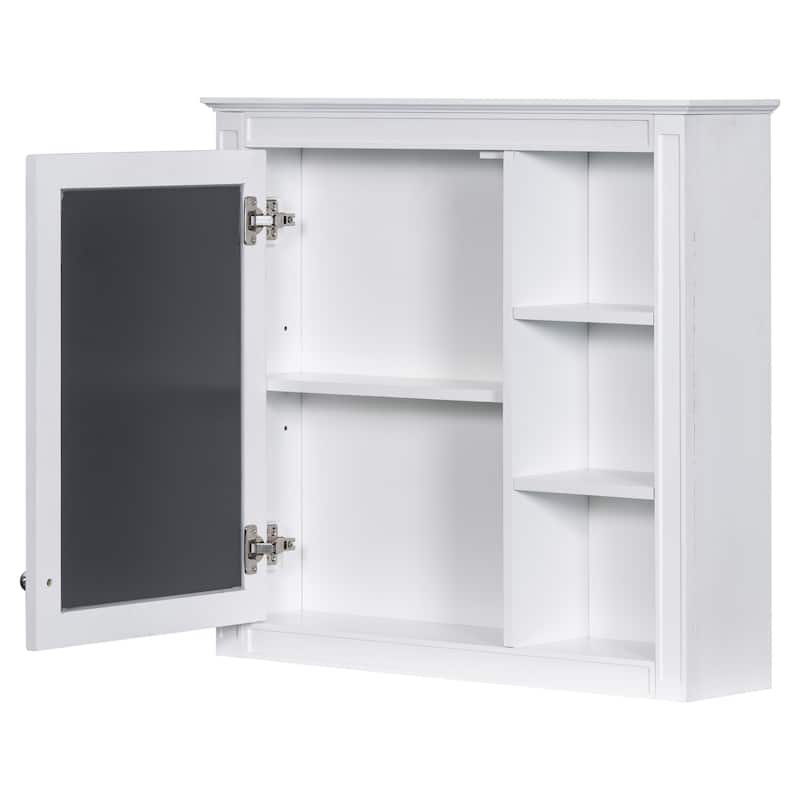 Wall Mounted Bathroom Storage Modern Bathroom Wall Cabinet with Mirror,Medicine Cabinet,Mirror Cabinet with 3 Open Shelves