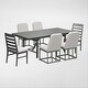 preview thumbnail 8 of 28, Navarro Outdoor Dining Set Mocha 7-PC with 4 Solid Back, 2 Ladder Back Chairs