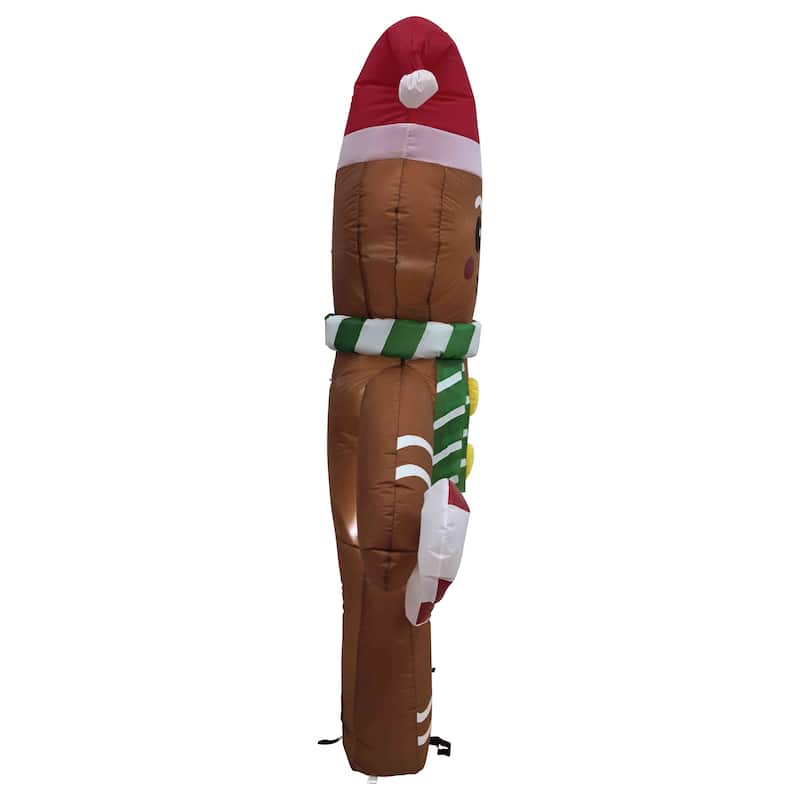 Lighted Inflatable Gingerbread Man Outdoor Christmas Decoration - 5' - Brown