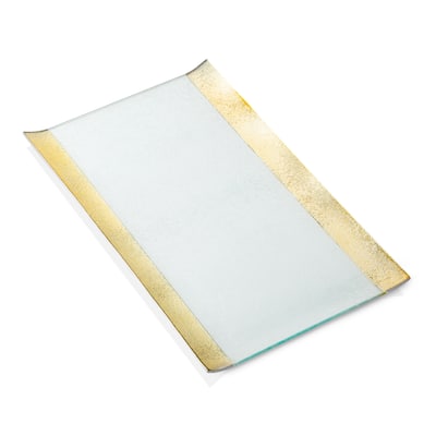 Alice Pazkus 11.5" Glass Tray with Gold Borders