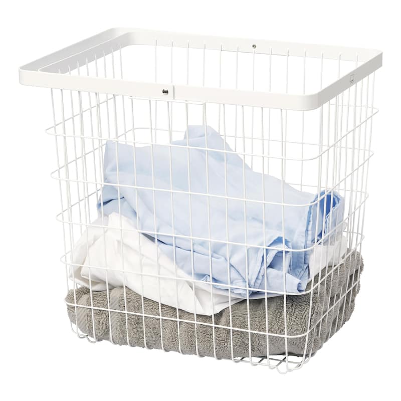 Yamazaki Home Wire Basket, Steel, 8.75 gallons, 33 liters, Holds 8.8 lbs - L 11.81 x W 16.14 x H 15.35 inches - White