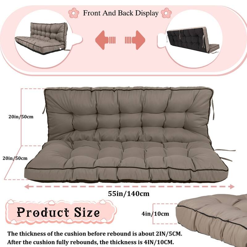 Porch Swing Replacement Cushion, 55in Outdoor Bench Cushions with Backrest Thicken 4"