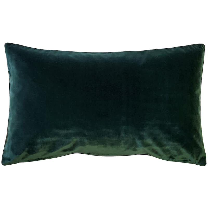 Pillow Decor Castello Soft Velvet Throw Pillows (3 Sizes, 18 Colors) - 12" x 19" - Polyester - Forest Green