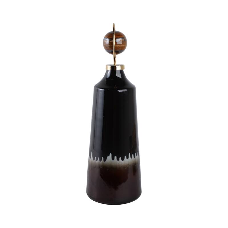 Glass Metal Decorative Vase Modern Transitional Sculptural Orb Accent