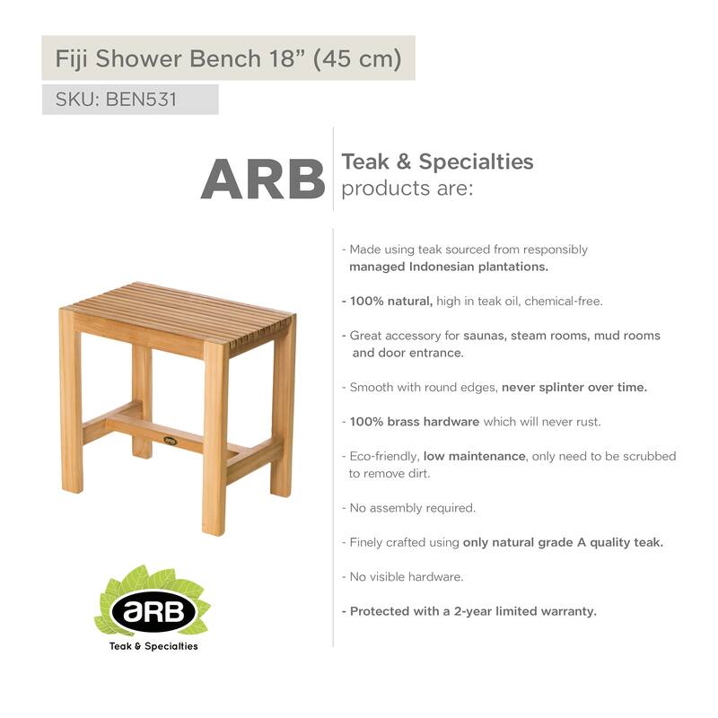 Teak Shower Bench Fiji 18" (45 cm)