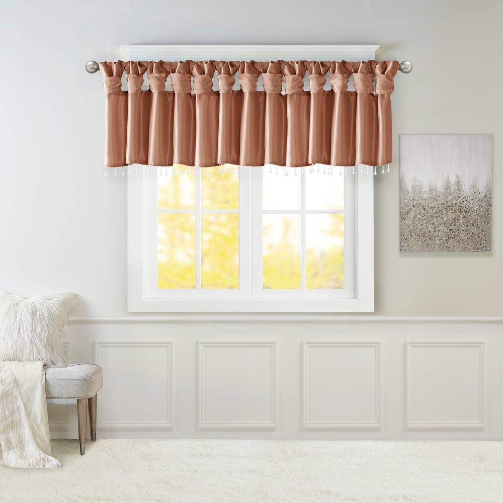 Madison Park Natalie Lightweight Faux Silk Valance with Beads - 50x26"