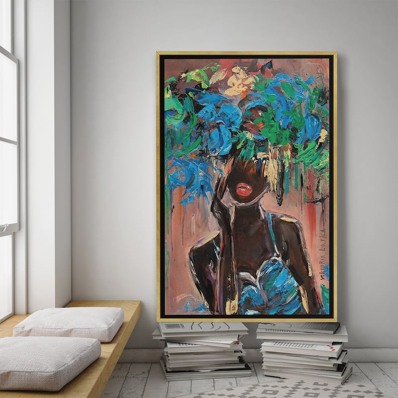 Large Wall Art, Framed Art, African Woman In Blue, by Viktoria Latka