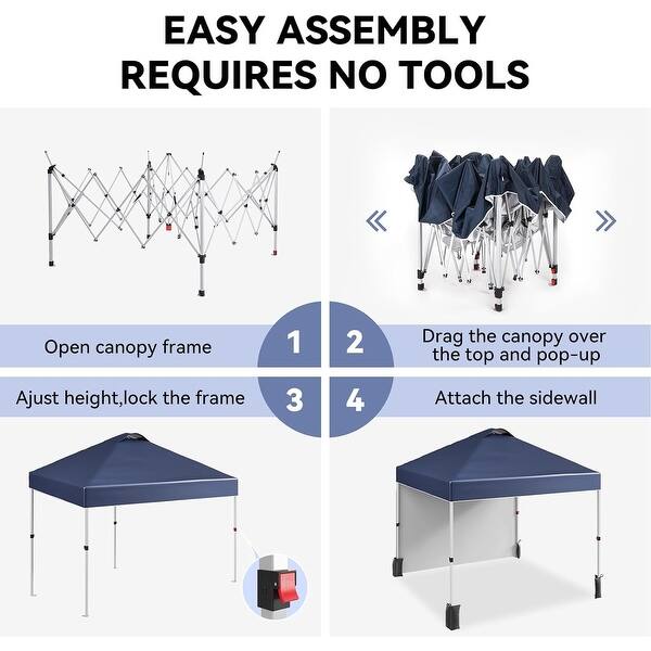 Eurmax USA Nomatter 10x10ft Pop Up Canopy Tent – One-Person Setup, 3 Height Adjustable, Includes Sand Bags