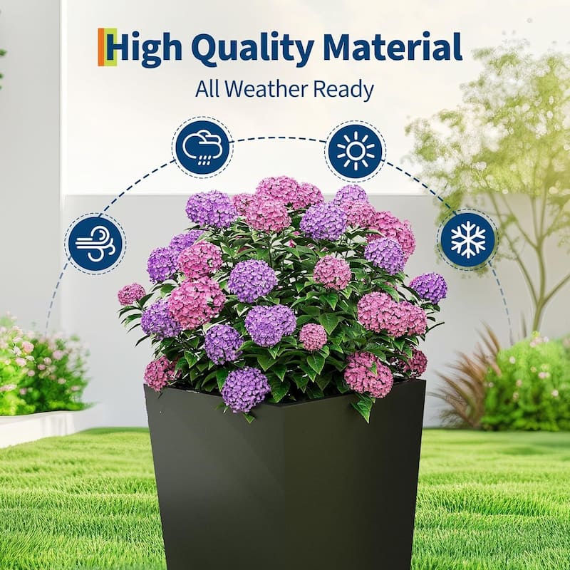 30" Set of 2 Self-Watering Planters, Flower Pots for Front Porch, Patio & Garden