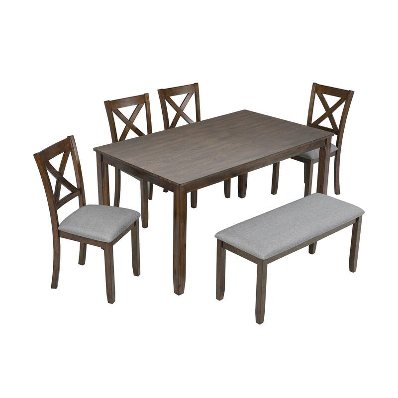 Wooden Dining Rectangular Table with Bench