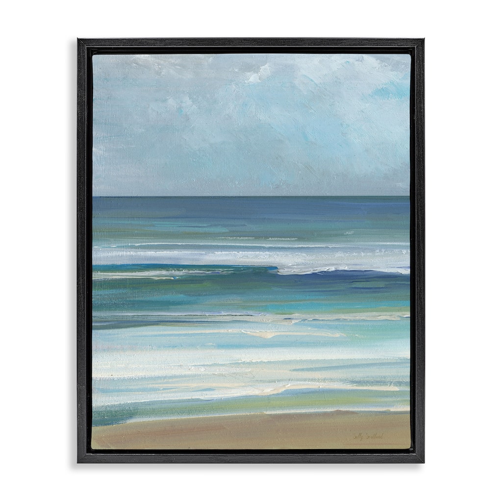 Stupell Calming Beach Wave Visage Framed Floater Canvas Wall Art Design By Sally Swatland