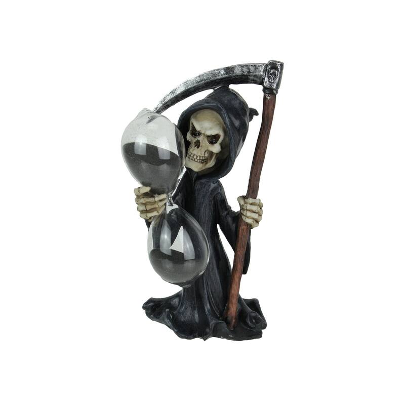 Time's Up! Gothic Grim Reaper Decorative Statue With Hourglass Sand - 8 X 3.75 X 4.25 inches