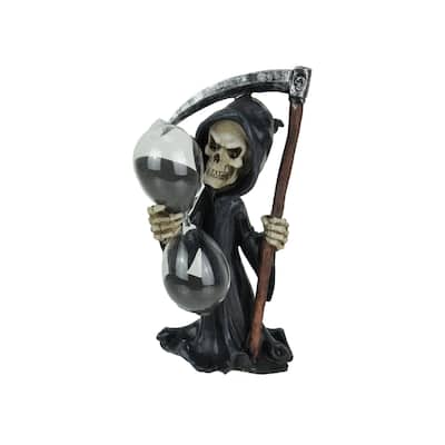 Time's Up! Gothic Grim Reaper Decorative Statue With Hourglass Sand - 8 X 3.75 X 4.25 inches