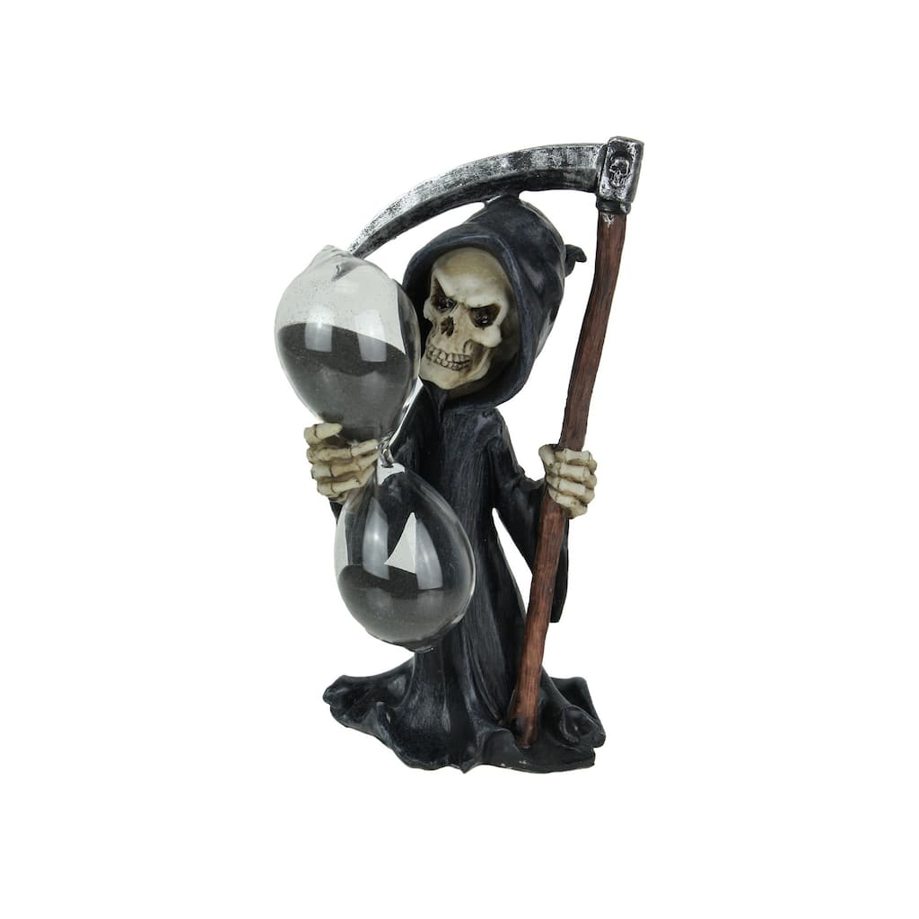 Time's Up! Gothic Grim Reaper Decorative Statue With Hourglass Sand - 8 X 3.75 X 4.25 inches