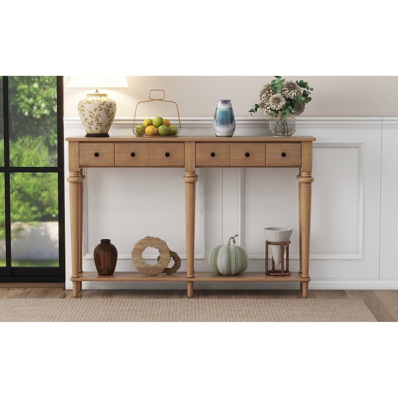 Retro Console Table with Open Shelf
