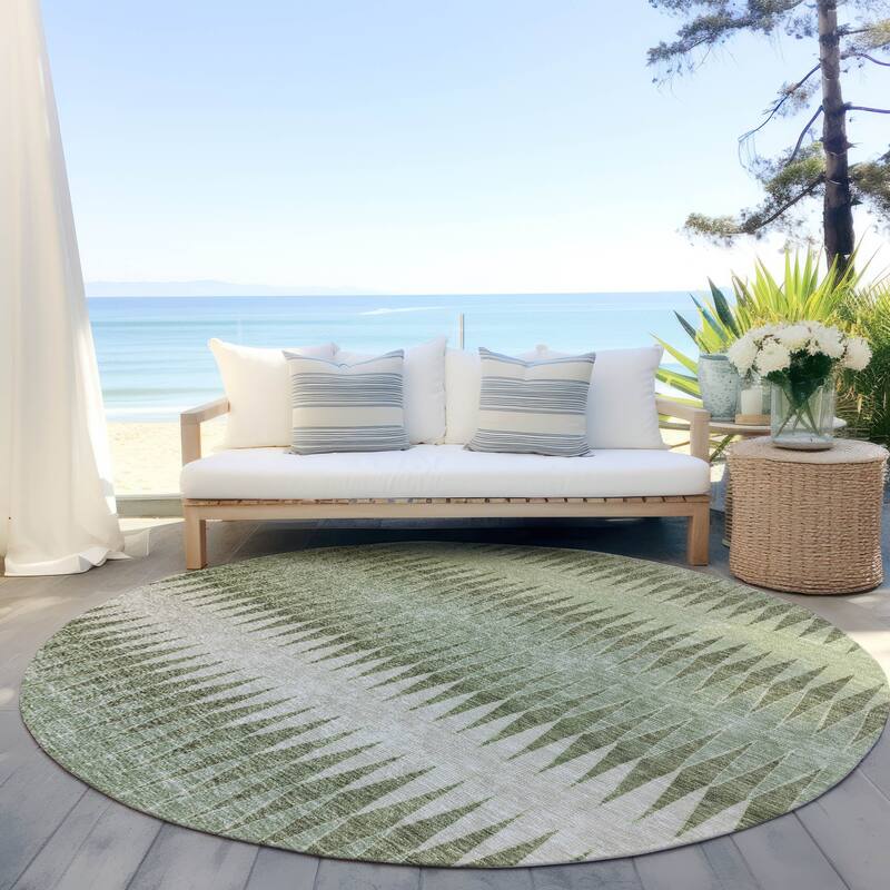 Machine Washable Indoor/ Outdoor Chantille Contemporary Rug - Aloe - 8' x 8'