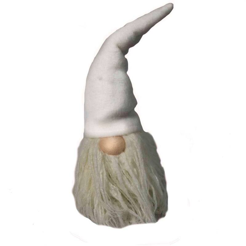 Hanging Bearded Christmas Gnome Decoration - 10" - White