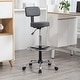 preview thumbnail 44 of 54, Adjustable Rolling Work Stool with Faux Leather Seat and Foldable Footrest, Versatile Stool for Home Office, Vanity,