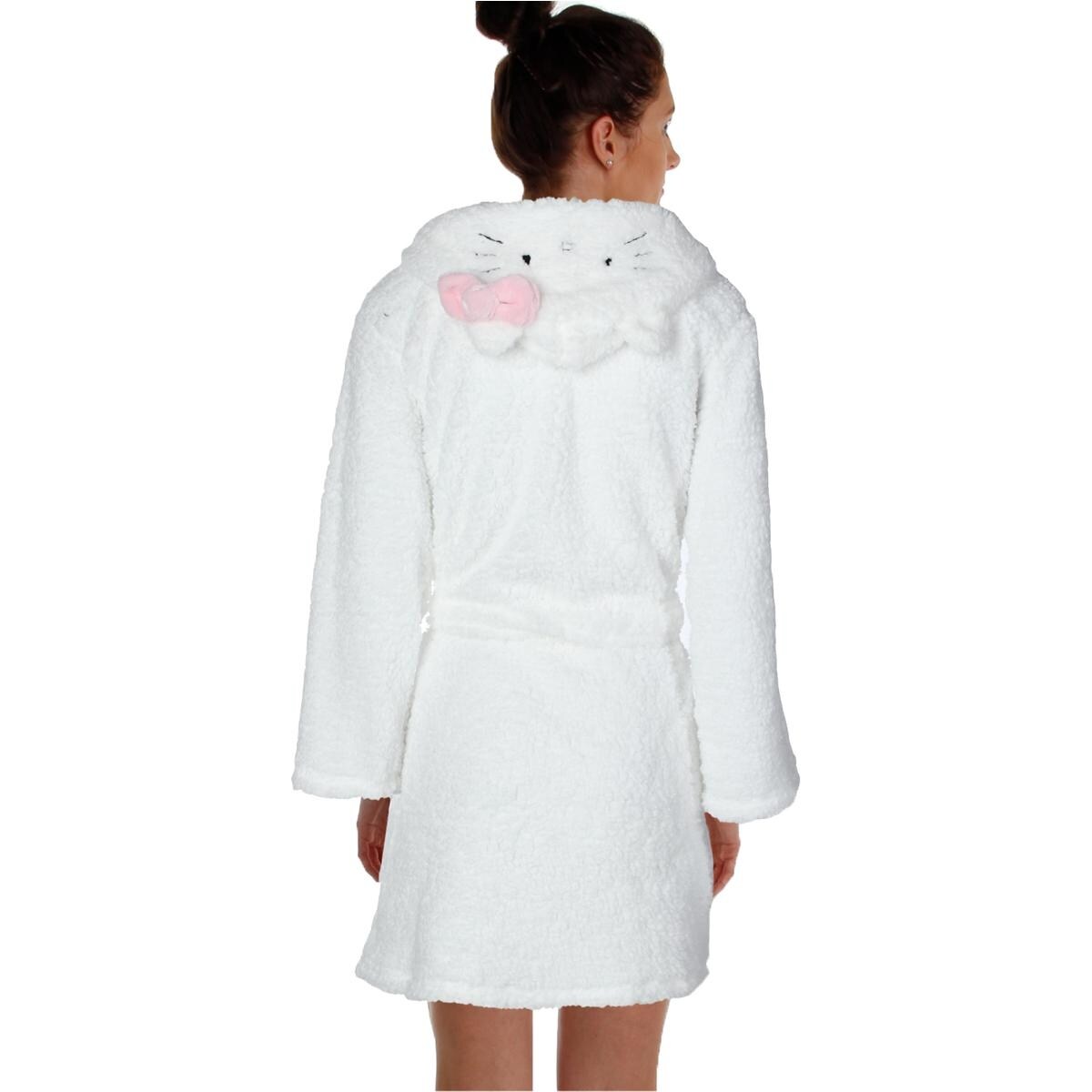 Shop Hello Kitty Womens Juniors Bow City Short Robe Plush Hooded