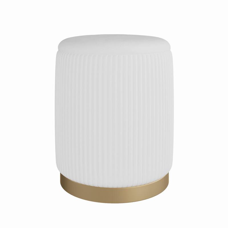 Round Ottoman Elegant Vanity Stool and Footrest for Bedroom, Makeup Desk, or Living Room