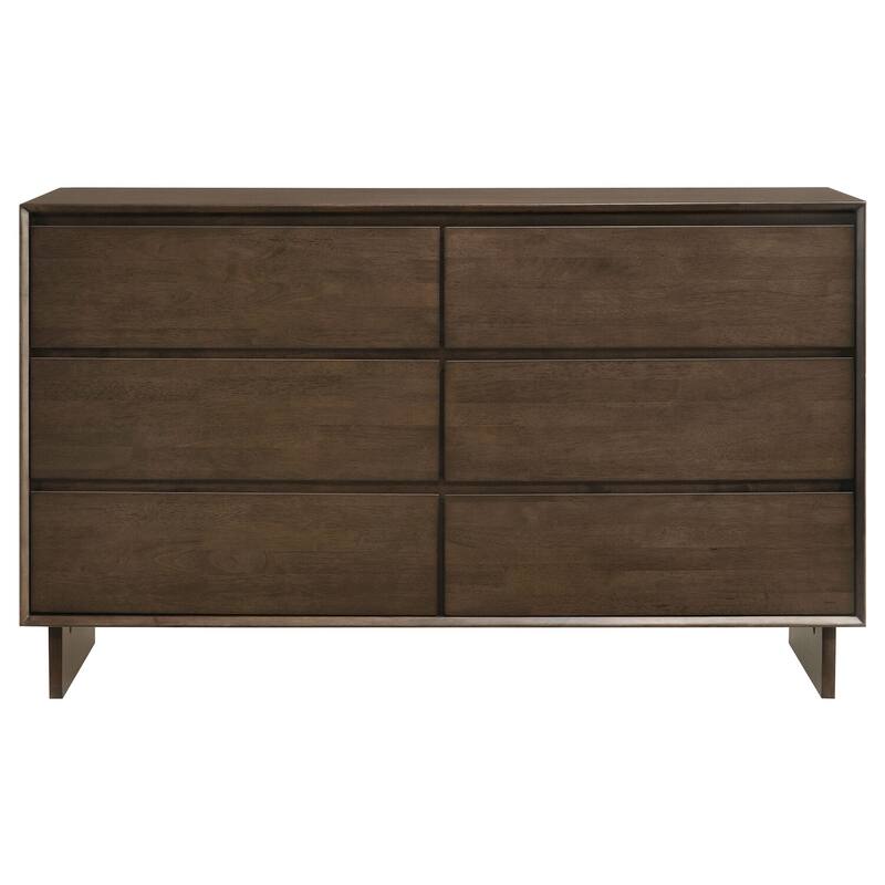6-Drawer Warm Brown Dresser Cabinet with Smooth Glide Drawers, Sturdy Build, and Modern Storage Solution