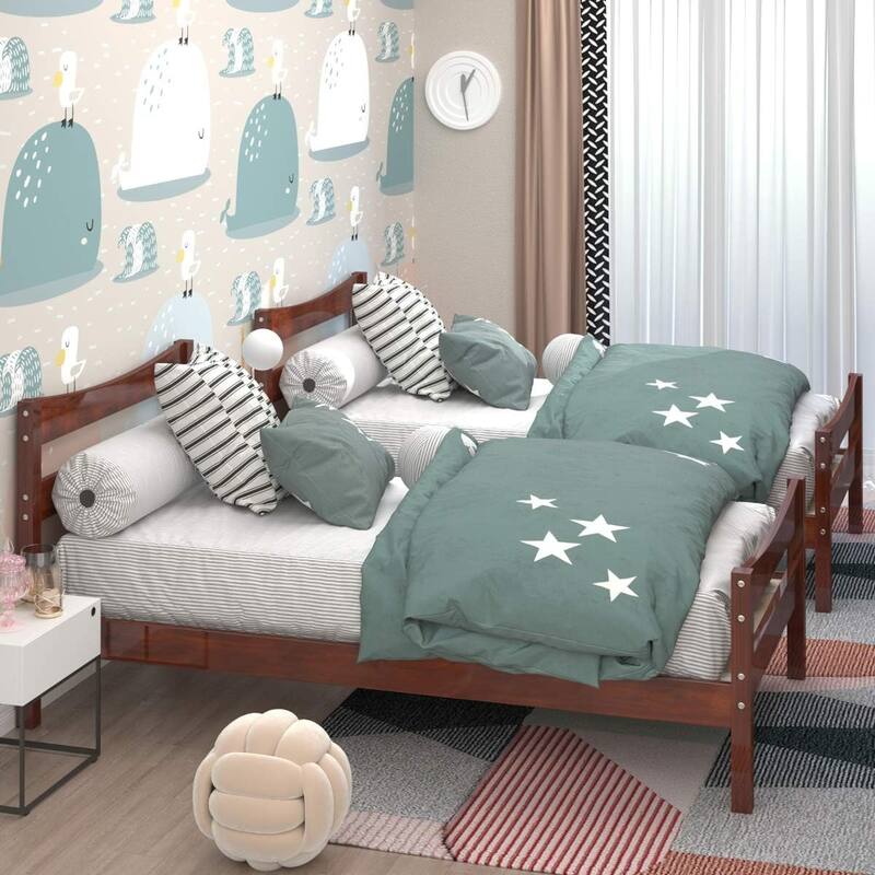 Twin Wood Bed Frame, Rustic Platform Bed w/Headboard & Footboard, No Box Spring Needed, Panel Bed Mattress Foundation