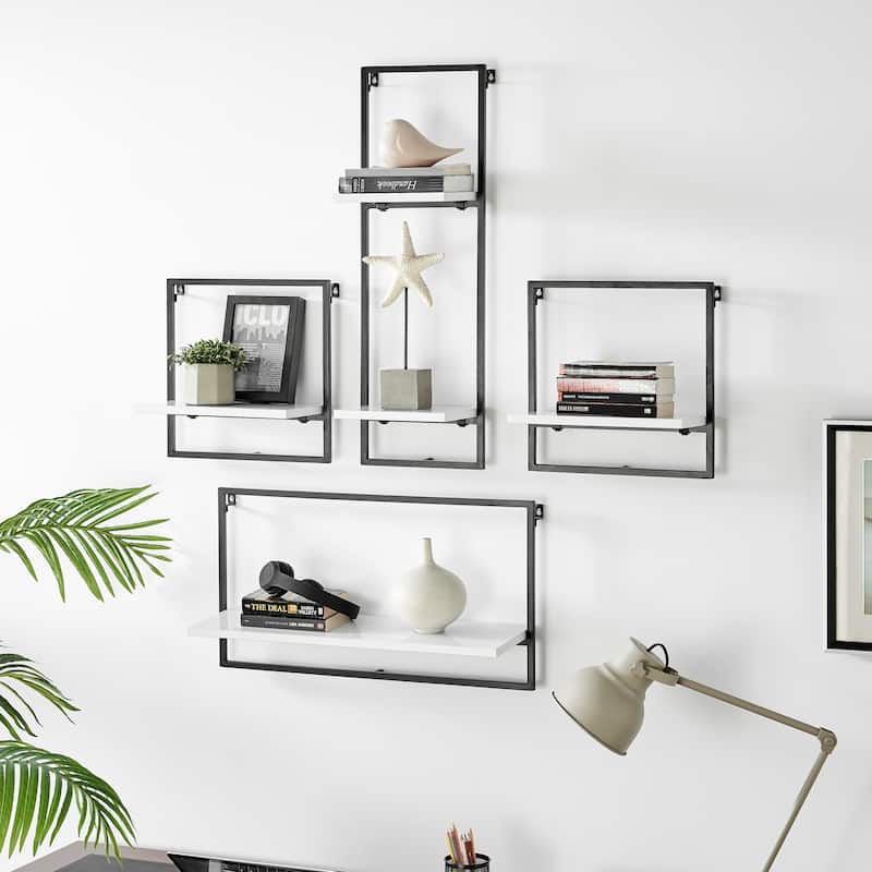 Danya B Framed Wall Art 4-Piece Modern Shelf Set