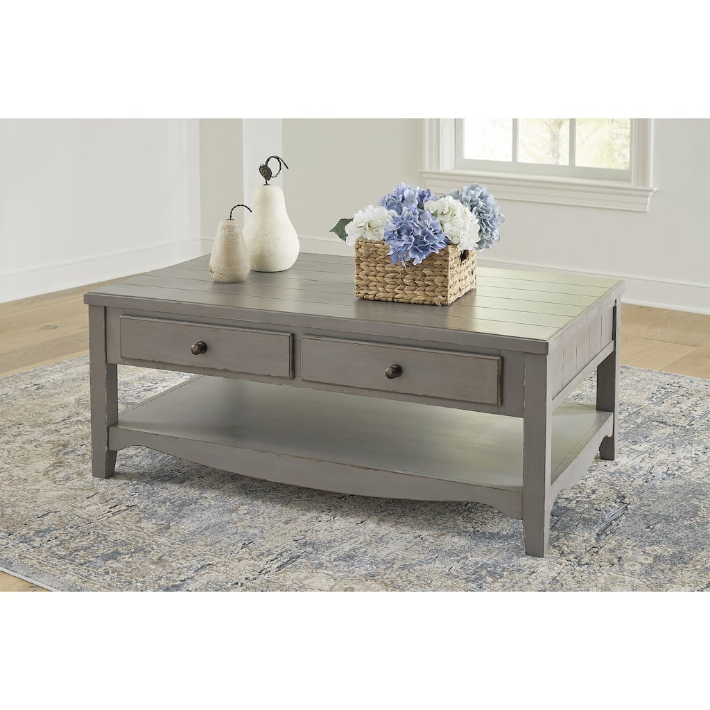 Signature Design by Ashley Charina Antique Gray Rectangular Coffee Table - 50"W x 30"D x 20"H