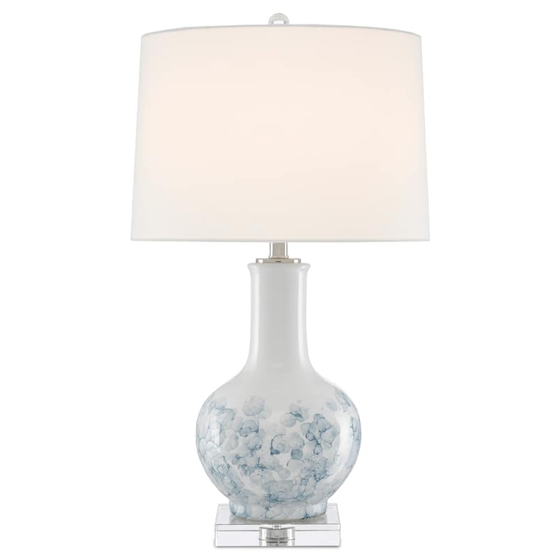 Currey & Company Myrtle White Table Lamp - 28"h x 16"dia - 28"h x 16"dia - White/Blue/Clear/Polished Nickel