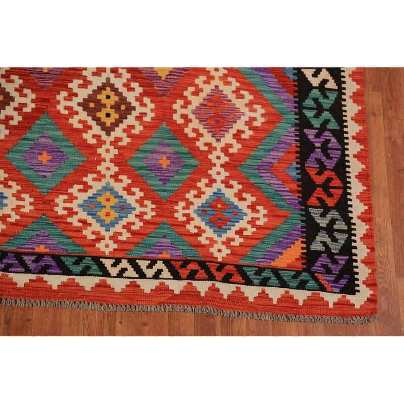 Kilim Oriental Area Rug Handmade Wool Carpet - 8'1"x 9'9"
