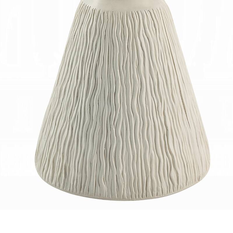 Uane Accent Table, Sculpted Natural White Cement, Round 16 Inch Top
