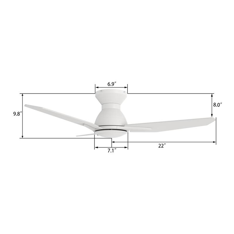 CARRO Liverpool 44" 3-Blade Ceiling Fan with Remote and Quiet DC Motor-No Light