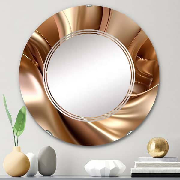 slide 2 of 15, Designart 'Luscious Liquid Gold In Subdued Pink And Taupe I' Printed Abstract Liquid Ink Wall Mirror 24in.x24in.