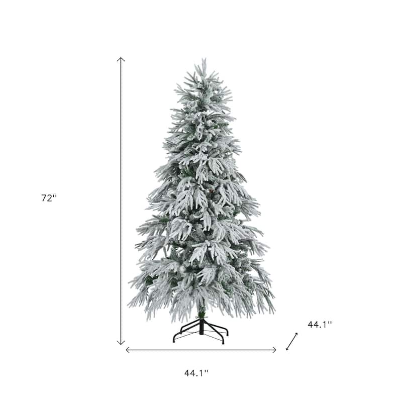 HomeRoots 6' Pre Lit Extra Full Frosted Pine Christmas Tree - White - 44.10 in. x 72.00 in. x 44.10 in.