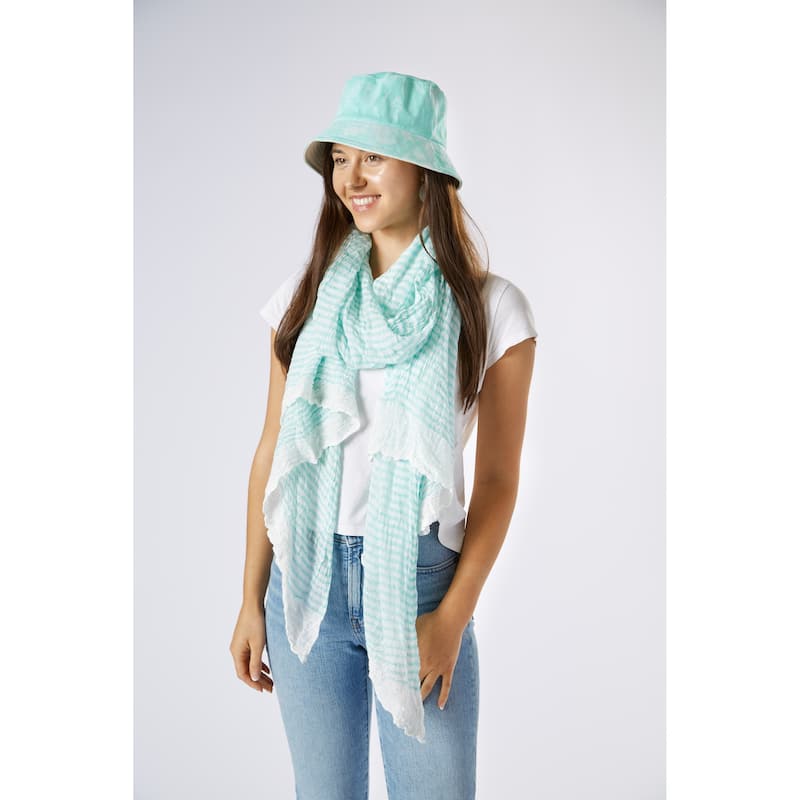 Tiny Stripe Insect Shield Scarf - Turquoise
