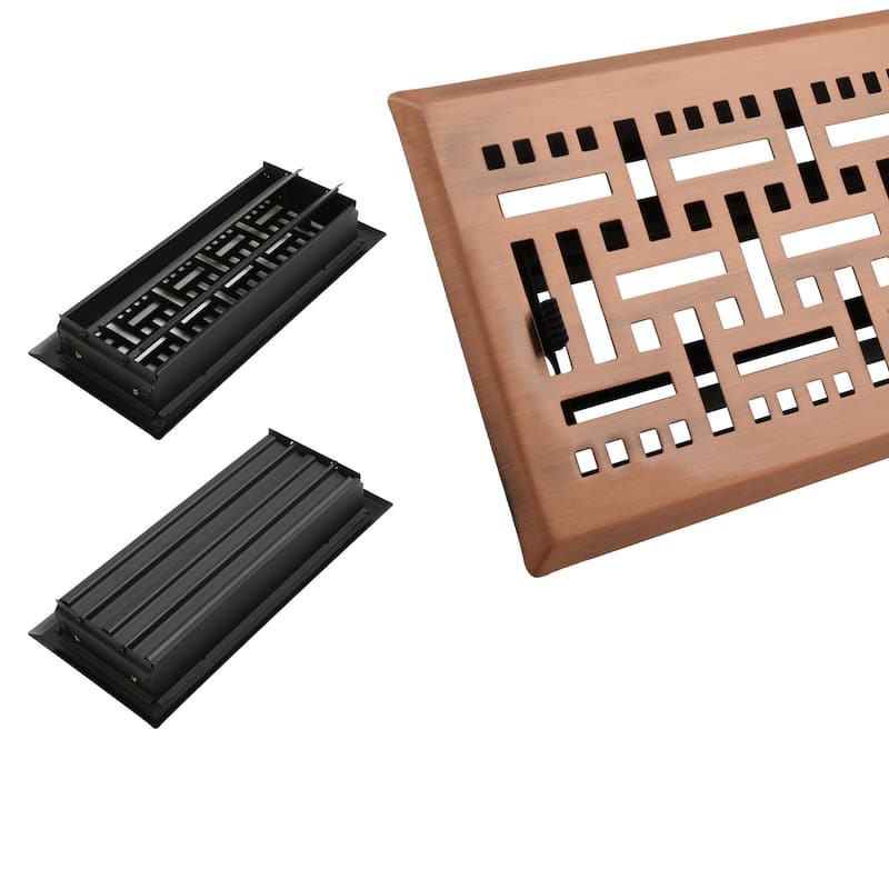 Akicon Check Design 4"x10" Floor Register with Trap Net