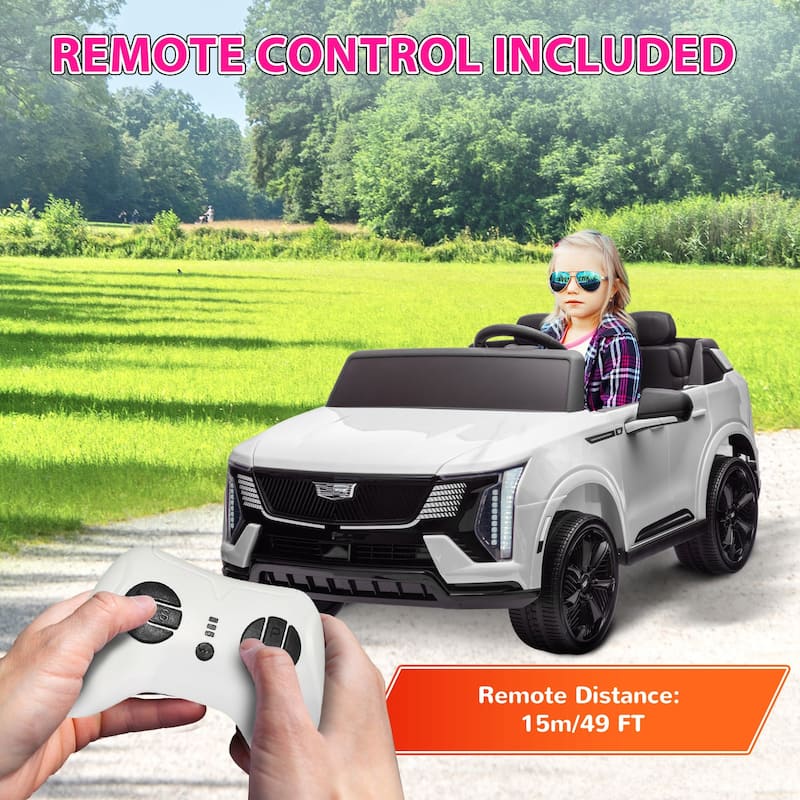 Licensed Cadillac IQ 2025 Kids Electric Ride-On Truck, 12V 10AH, 2-Seater with Remote Control, LED Lights, Music, and Horn