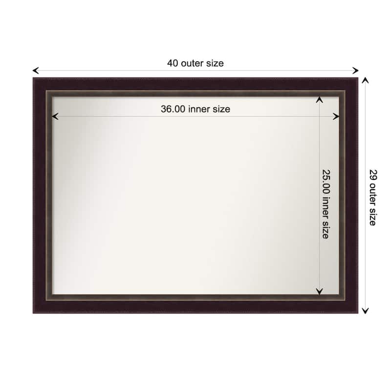 Signore Bronze Framed Non-Beveled Custom Wall Mirror, Bathroom Vanity Mirror - Outer Size: 40.25 x 29.25