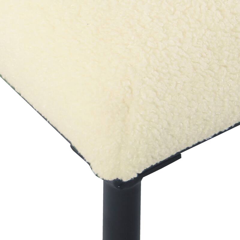 Silver Orchid Square Metal Frame Ottoman - Cream Faux Sheepskin