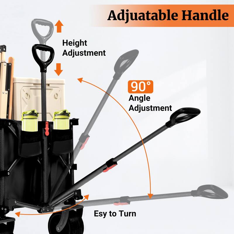 400L Collapsible Wagon, Folding Wagon Cart , Beach Wagon with Big Wheels, 450LB Heavy Duty Foldable Wagon