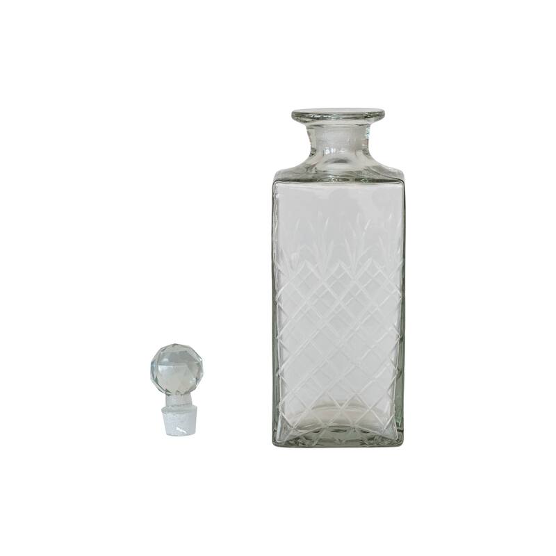 Reclaimed Etched Glass Decanter